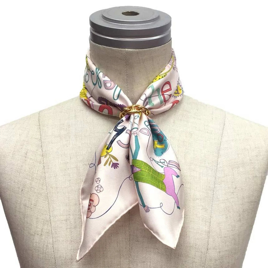 HERMES PALE/VERT/JA Hermes New) (Like Silk Scarf LES ROSE Light Carre Muffler CONFESSIONS Confession 100% 45 Pre-Owned Pink