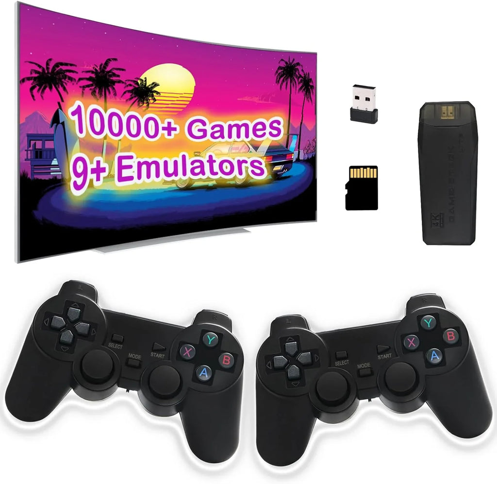for High with Console,Built Emulators,Plug Game Classic in 4K Output Play 2.4G Stick TV Wireless Dual Wireless Controllers 10000+ Games,9 HD Retro Video Definition and Game