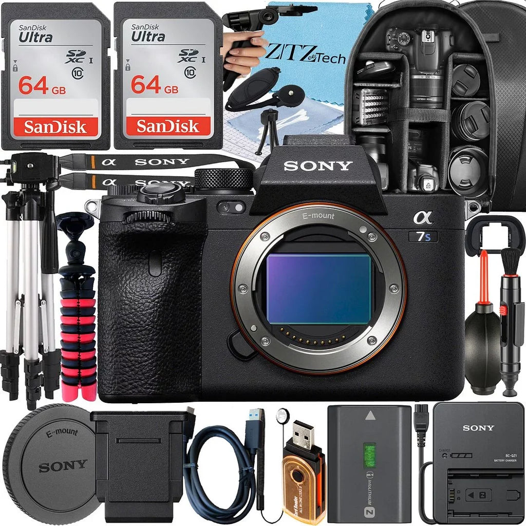 Tripod Card Memory + Backpack Mirrorless III 2 Camera Sony Pack + + Accessory + a7S 64GB ZeeTech Bundle