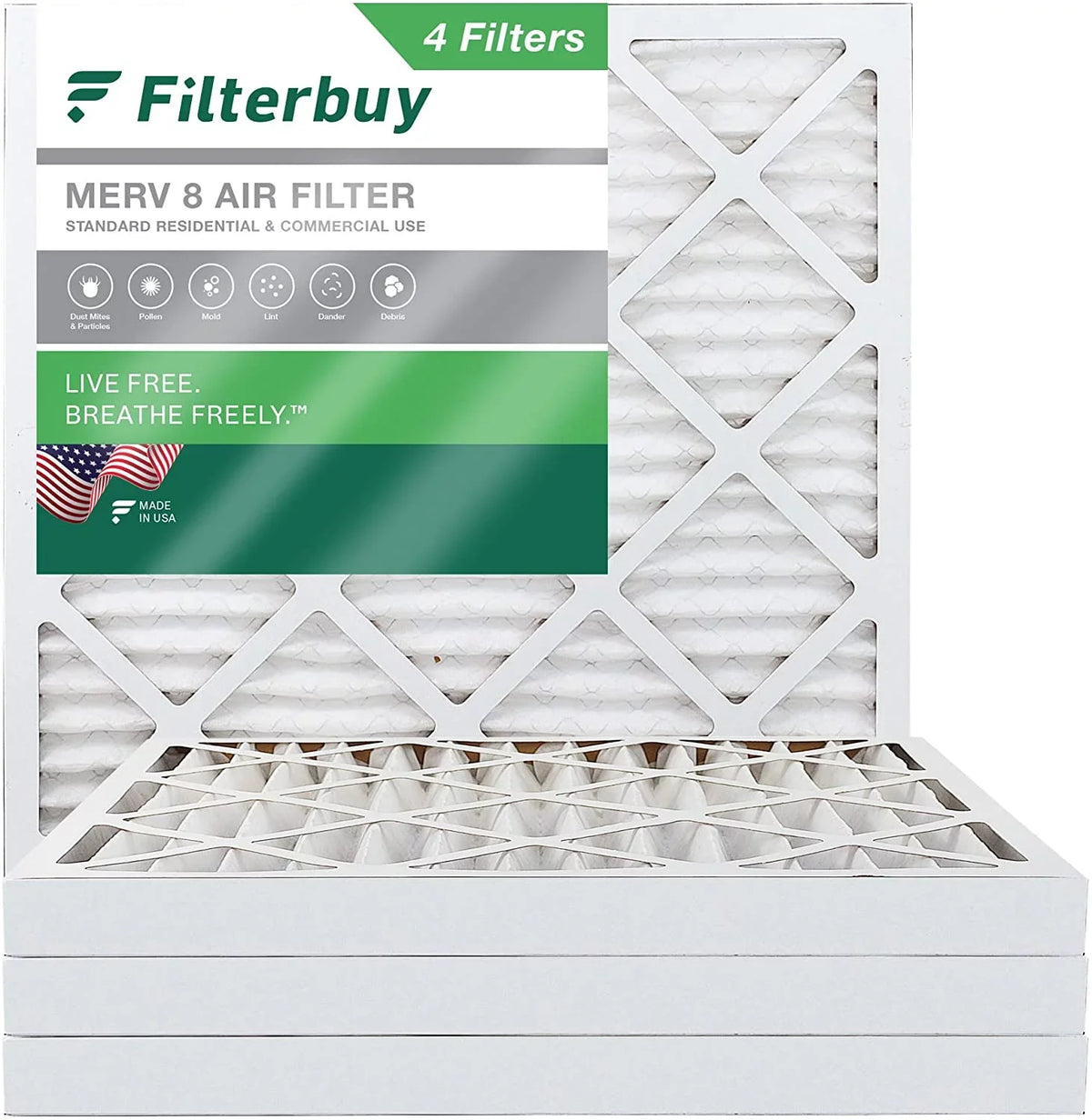MERV Filters 8 Furnace Pleated AC 12x12x2 HVAC (4-Pack) Filterbuy Air