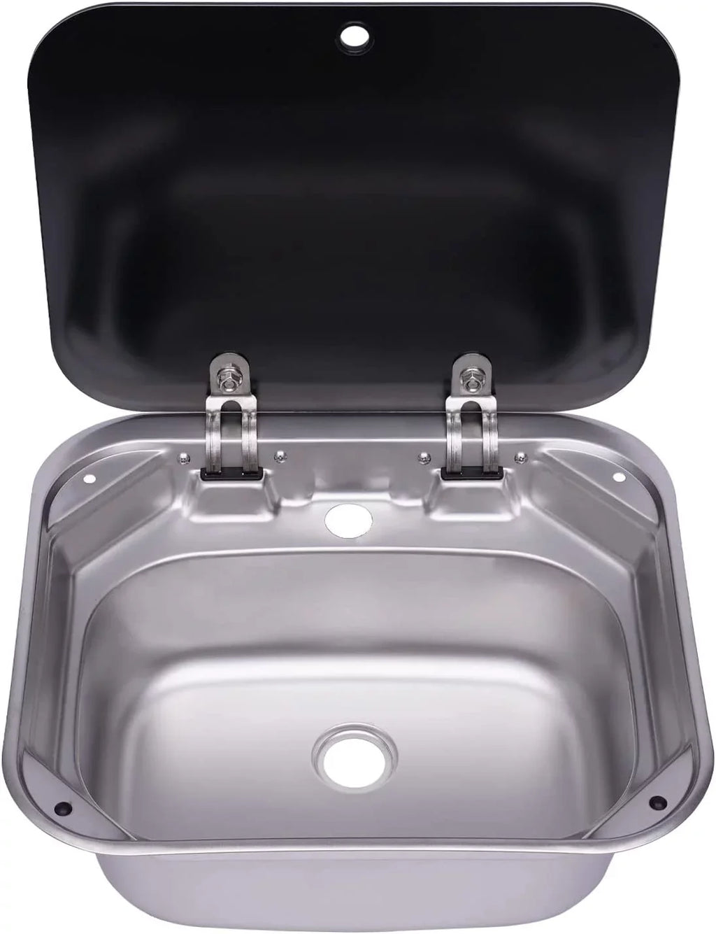 RV Kitchen Hand Lid Hand Sink Outdoor For Wash Kitchen Miumaeov Tempered RV Stainless Caravan, With Glass Basin Single Camper Sink Basin Steel Wash Bowl And Sink