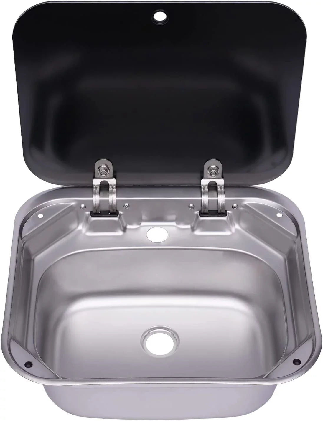 RV Kitchen Hand Lid Hand Sink Outdoor For Wash Kitchen Miumaeov Tempered RV Stainless Caravan, With Glass Basin Single Camper Sink Basin Steel Wash Bowl And Sink