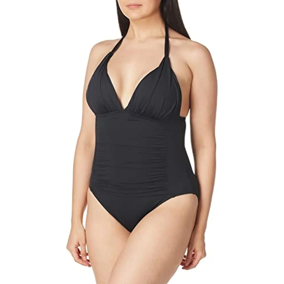 V-Neck 4 Piece Mio Blanca Black, Swimsuit, One Halter Goddess Island Standard La Women's