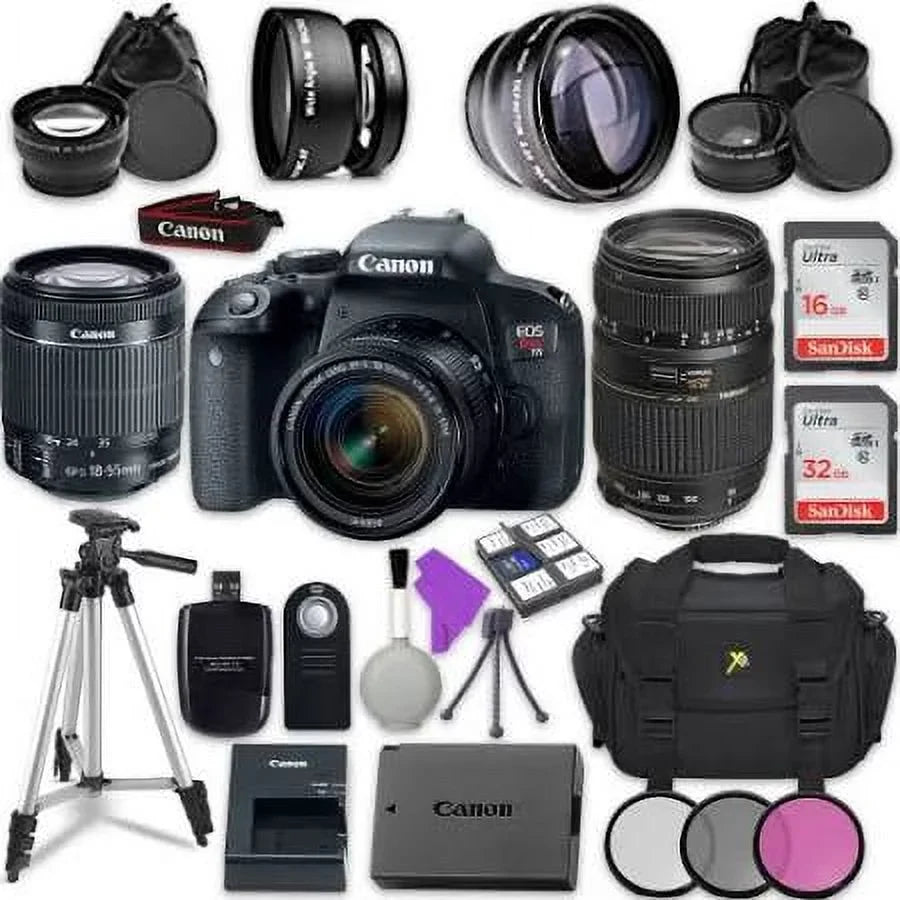 IS 18-55mm Zoom EF-S T7i Lens Autofocus 70-300mm Camera EOS Bundle Digital f/4-5.6 STM Rebel w/ Lens||Tamron Canon Telephoto AF ||Accessory SLR