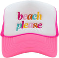 Please (Lowercase) Hot Katydid Hat Trucker Pink/White Foam Beach